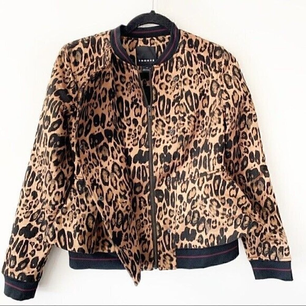 Trouve Jacket Size XS Women's Leopard Print Peplum Long Sleeve Shades Of Brown - Picture 5 of 8